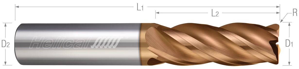 4 Flute - Corner Radius - Variable Pitch (Tplus) End Mills for Stainless Steels & High Temp Alloys